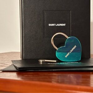Saint Laurent Teal Heart Padlock with Key